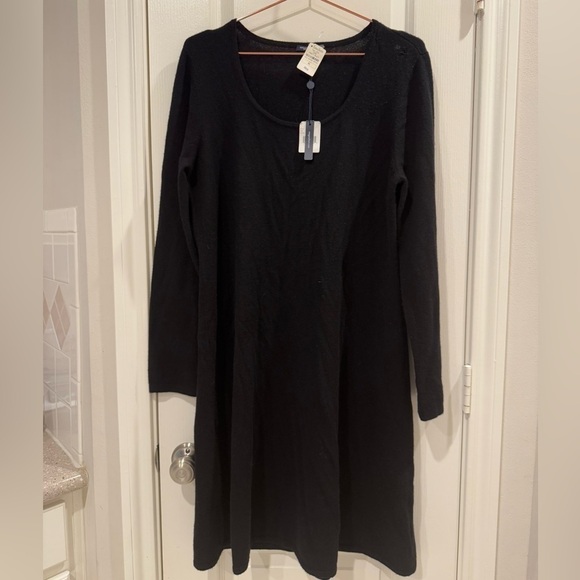 MAGASCHONI CASHMERE 100% Cashmere Black Dress Size XL NWT (HEAVILY FLAWED) - Picture 1 of 7